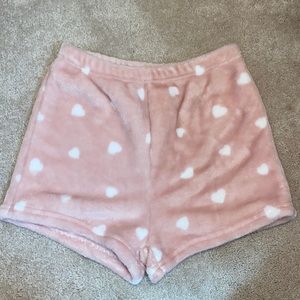 NWOT Pink Heart Fluffy Pajama Shorts